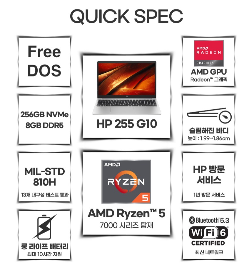 HP 2023 Laptop 255 G10 15.6 Ryzen 5 Ryzen 7000 series