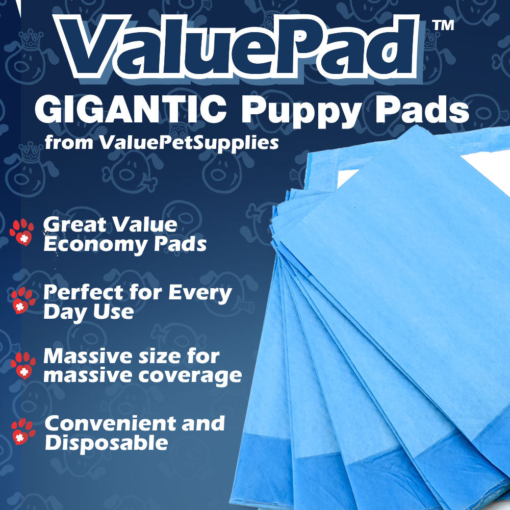 ValuePad Puppy Pads, XXL Gigantic 28x44 Inch, 100 Count - Economy Training Pads for Dogs, Leak Proof 5-Layer Design 