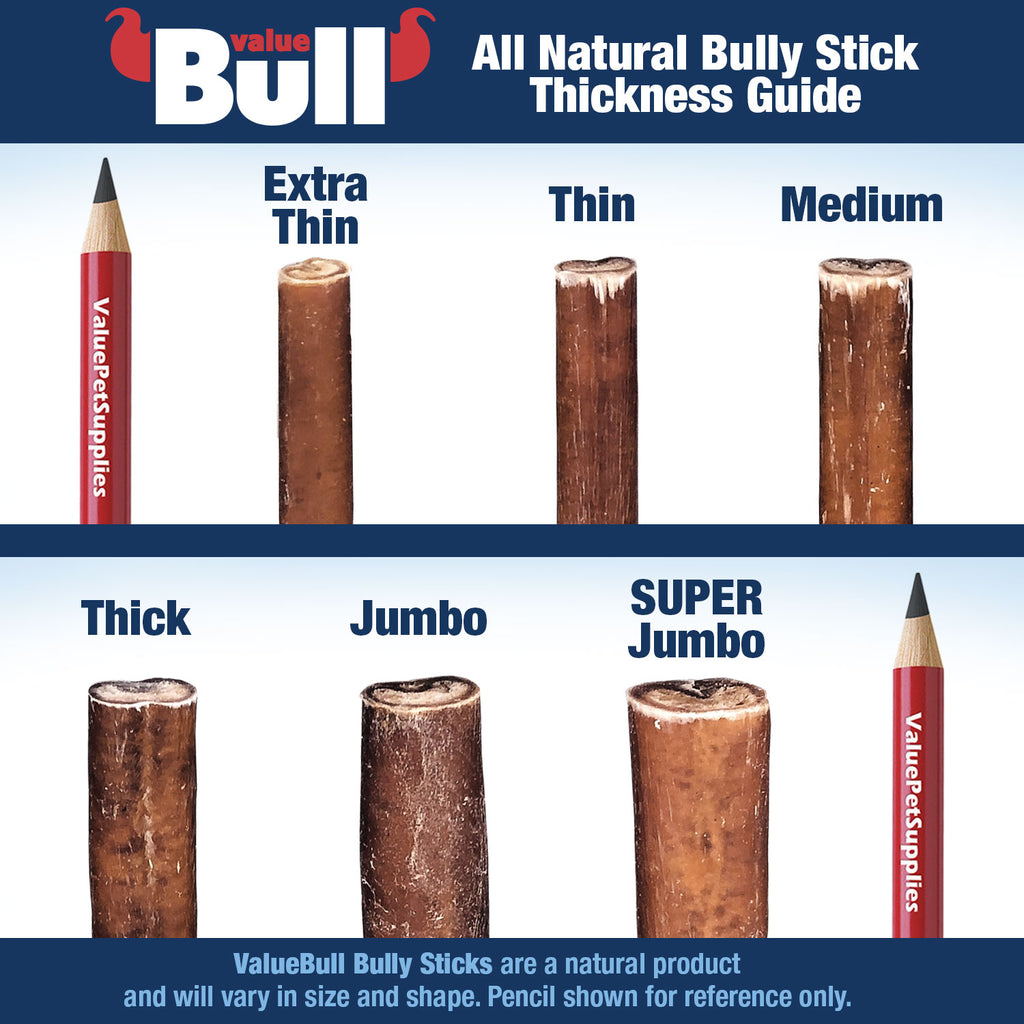 Bully Sticks, Low Odor Premium Dog Chews, Medium 12