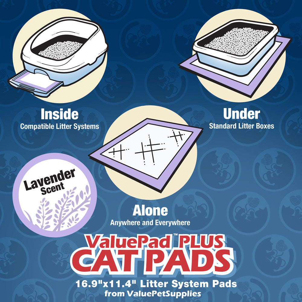 ValuePad Plus Cat Litter Pads, 16.9x11.4 Inch, Lavender Scent, 50 Count - Breeze Compatible Refills - Refill for Tidy Cat Breeze Litter System, Quick-Dry, Super Absorbent Gel Cat Pads 